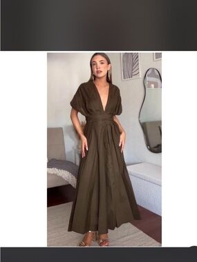 Zara Dark Brown Maxi Dress with Drawstring Waist